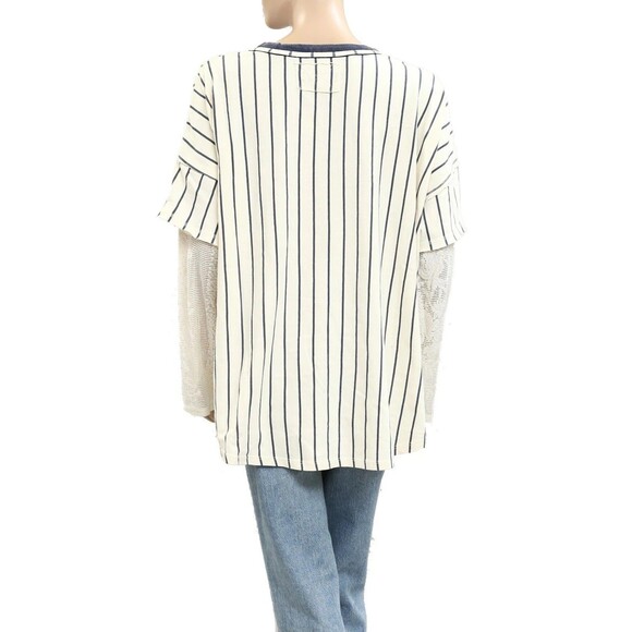 Free People We The Free Trevor Tee Tunic Top Striped Graphic Printed L 281142 - Picture 9 of 9